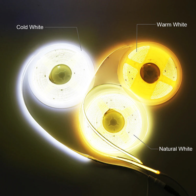 Ruban LED COB blanc – blanc froid, blanc chaud et blanc neutre sur bobines