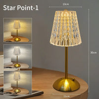 Lampe de table sans fil effet cristal, tactile, rechargeable, 30 cm