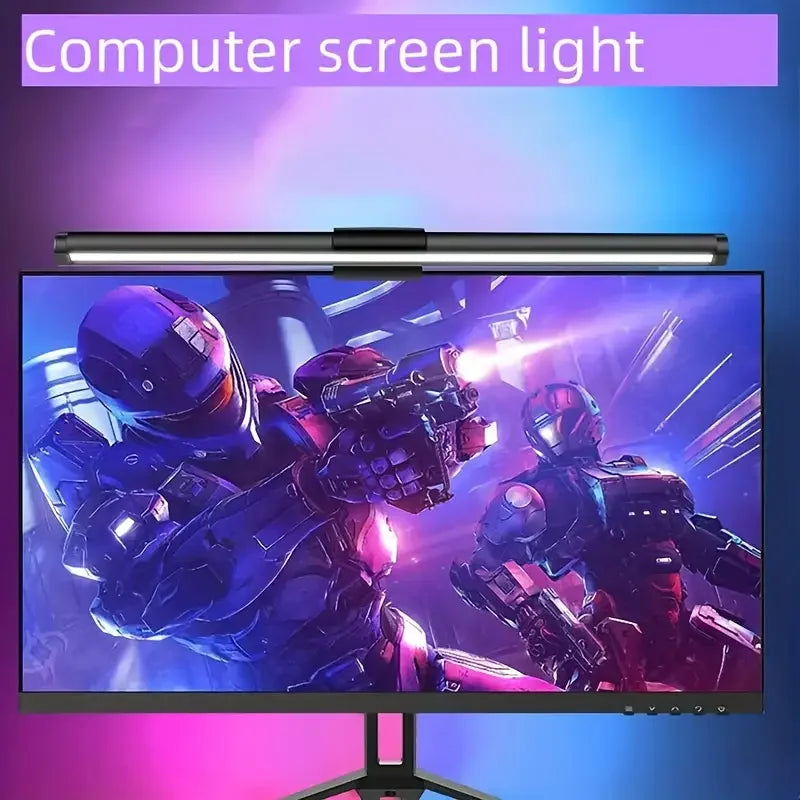 Lampe écran PC d'ambiance – écran de jeu avec la lampe suspendue et son halo coloré