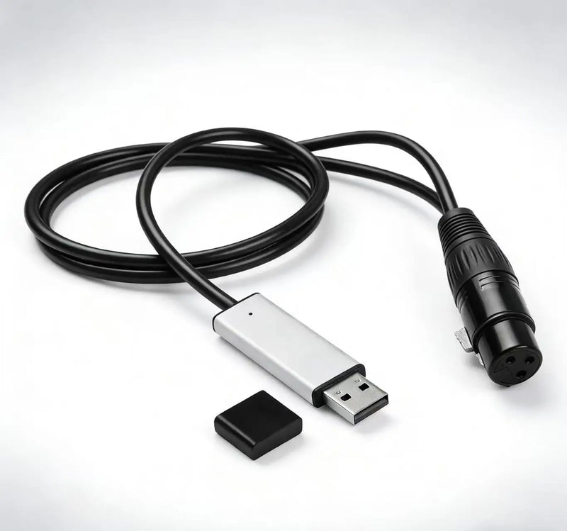 Câble interface USB vers DMX512 de 1,8 m, prise XLR 3 broches, pour piloter la lumière depuis un PC