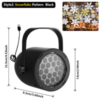 Projecteur LED flocons de neige, motifs de Noël, USB, noir ou blanc