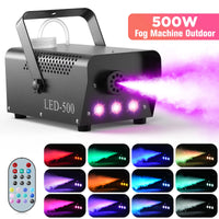 Machine à fumée 500 W à 3 LED RGB, télécommande sans fil et réservoir de 260 ml