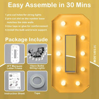 Chiffre lumineux géant 91,5 cm en carton mousse – montage en 30 minutes et contenu : cadre, ampoules, ruban et notice