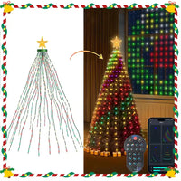 Guirlande lumineuse sapin effet cascade avec étoile et application, 1,8 ou 2,1 m