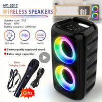 Enceinte lumineuse karaoké Bluetooth avec radio FM et micro filaire