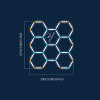 Plafonnier LED nid d'abeille – format de 8 hexagones de 230 x 252 cm
