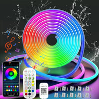 Ruban LED néon RGB IP67 Wi-Fi ou Bluetooth, télécommande, 5 ou 10 m