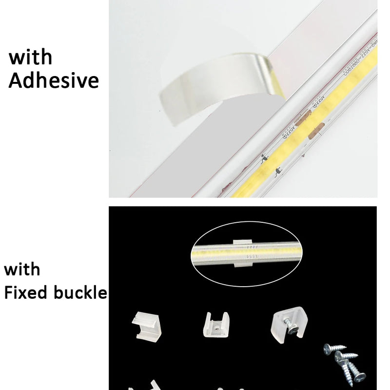 Bande LED COB 220 V – adhésif et clips de fixation avec vis