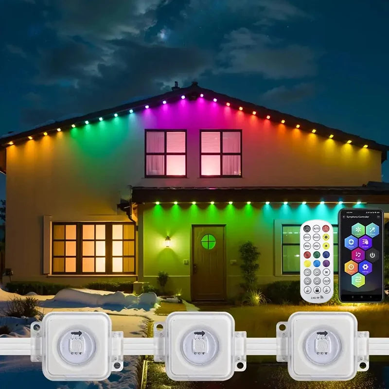 Éclairage extérieur permanent d'avant-toit LED RGB IP67, application, de 5 à 90 m