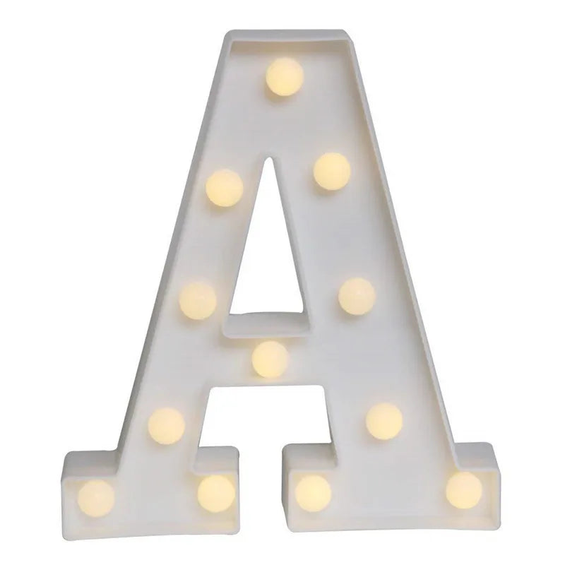 Lettres et chiffres lumineux LED à piles – lettre A sur fond blanc