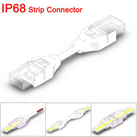 Connecteur bande LED COB IP67 – connecteur à câble et trois exemples de raccordement de bande