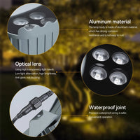 Éclairage arbre extérieur LED IP65, modules 12 W blanc chaud, 1, 4, 6 ou 7 pièces