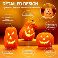 Citrouille d'Halloween lumineuse LED à piles, 3 modèles de 15 à 20 cm, lumière chaude