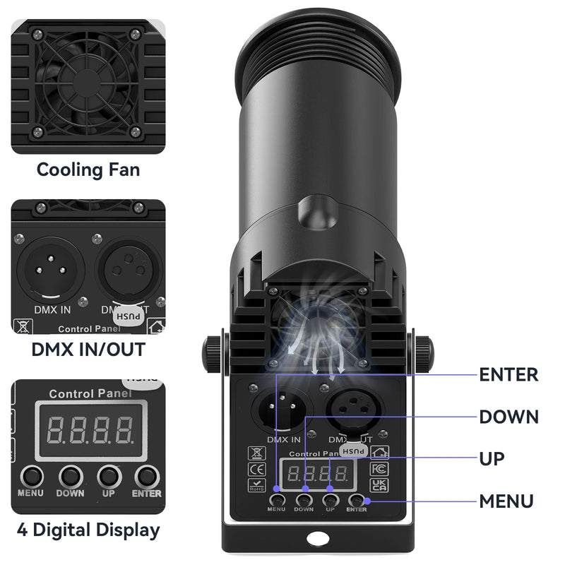 Pinspot LED RGBW 30 W DMX, lot de 2