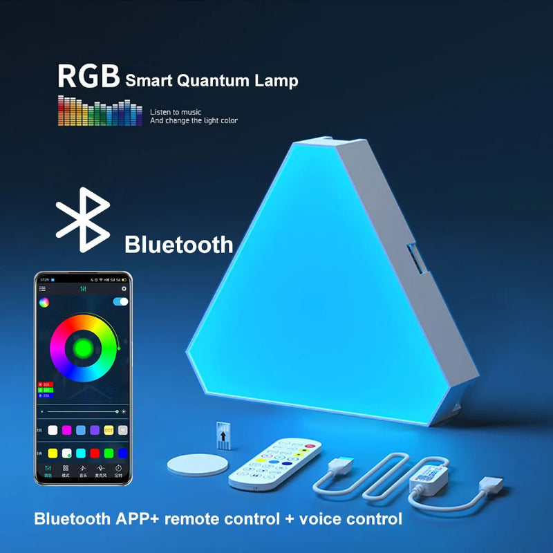 Panneaux LED muraux triangulaires RGB avec application et télécommande, de 1 à 16 panneaux