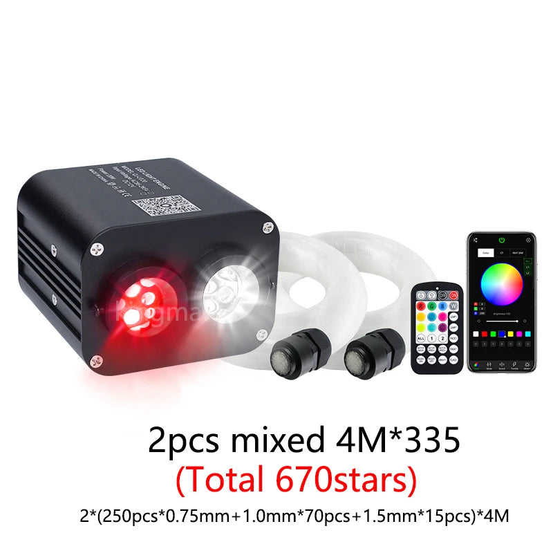 Kit ciel étoilé voiture fibre optique double tête 20 W, application Bluetooth