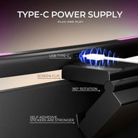 Barre lumineuse écran PC incurvée – alimentation USB Type-C, pince et rotation de 180°