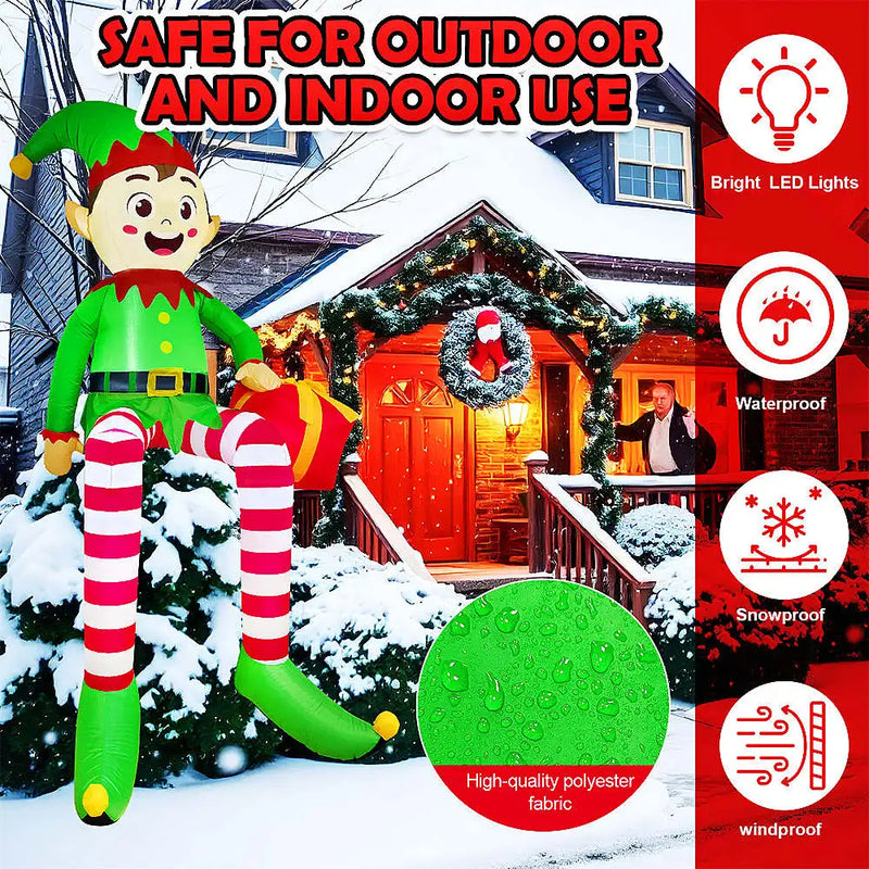 Gonflable de Noël lumineux – icônes d'usage intérieur et extérieur de l'elfe