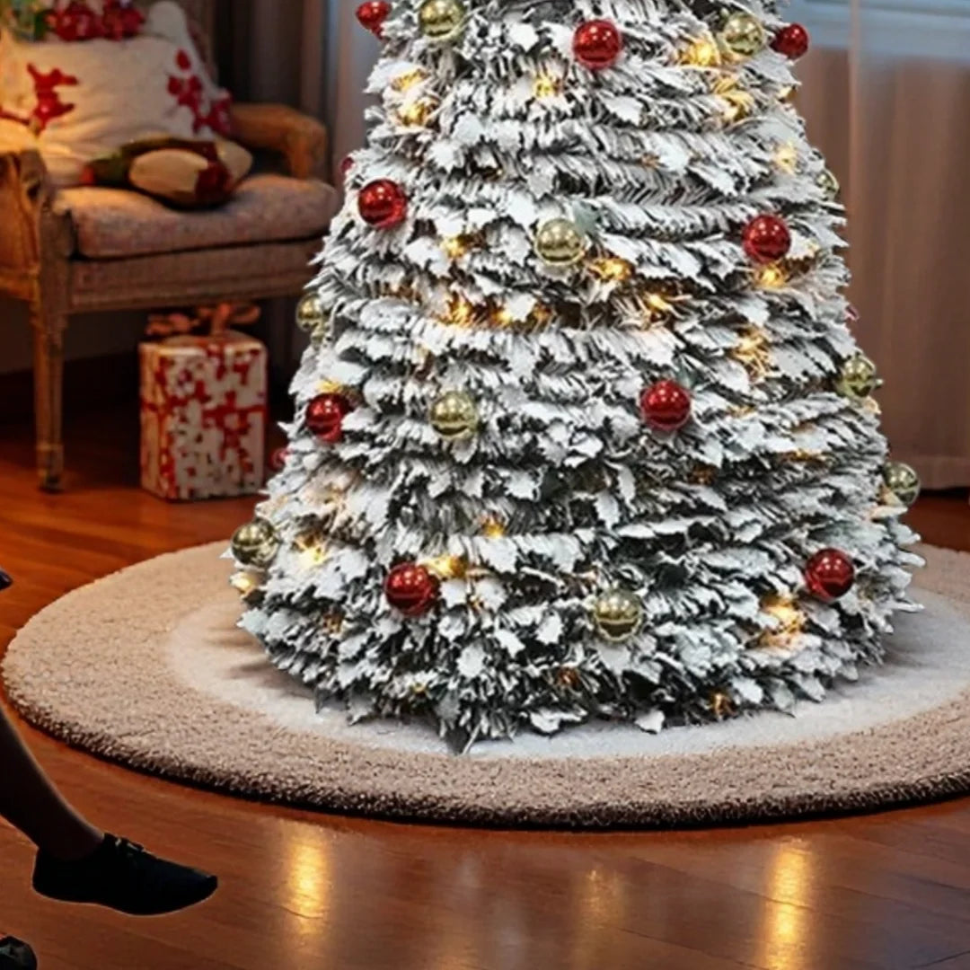 Sapin lumineux pliant floqué neige, pré-décoré, 120 à 210 cm