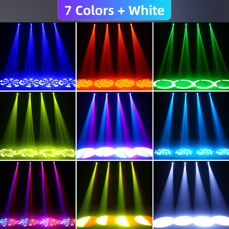 Lot de 2 mini lyres LED spot 10 W blanches, 7 gobos, DMX 9 ou 11 canaux