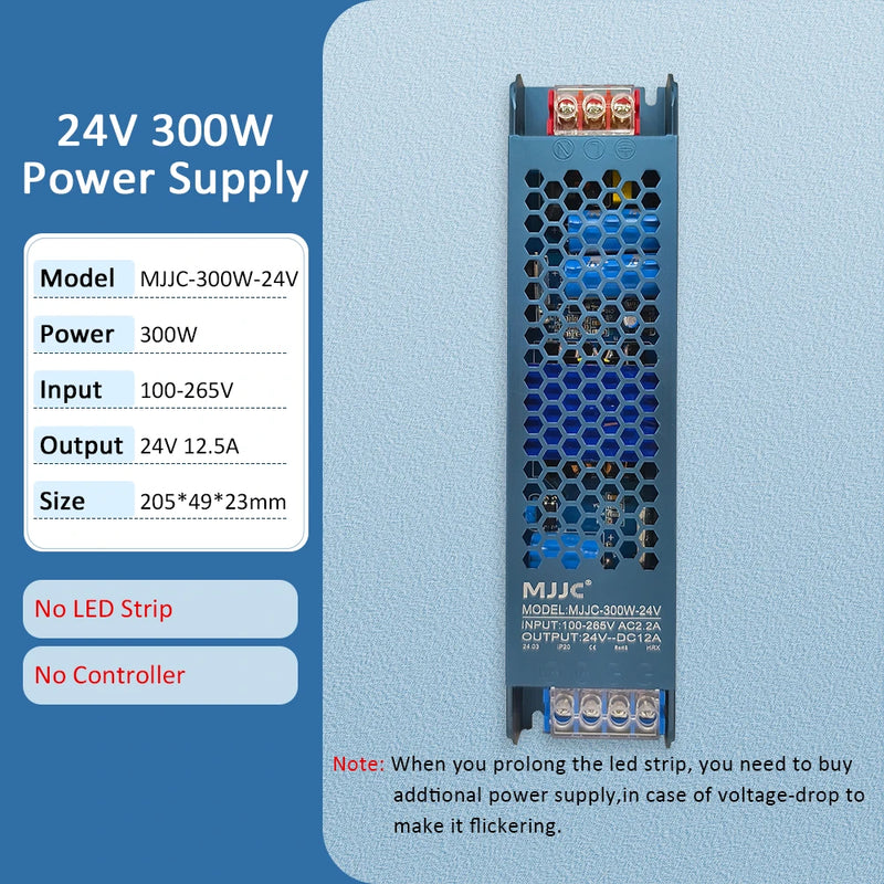 Ruban LED COB 24 V – alimentation 24 V de 300 W du kit de 20 m