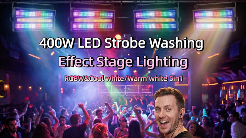 Stroboscope LED 400 W 5 en 1 – effet wash stroboscopique sur la piste