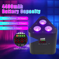 Uplight triangulaire sur batterie RGBW 3 x 4 W, lot de 4 avec télécommande