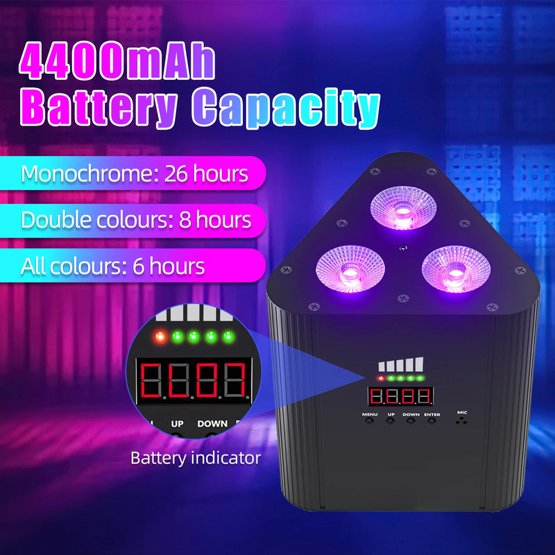 Uplight triangulaire sur batterie RGBW 3 x 4 W, lot de 4 avec télécommande