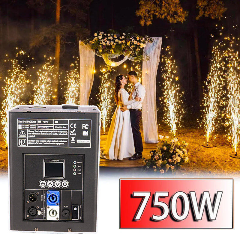 Machine à étincelles froides 750 W DMX avec télécommande