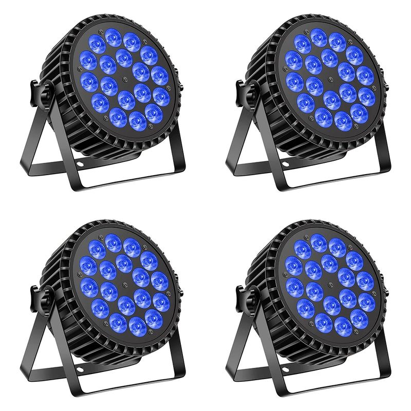 Projecteur PAR LED DMX 18 x 8 W RGBW, lot de 4 pour DJ et scène
