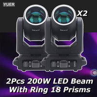 Lot de 2 lyres LED beam 200 W à anneau RGB – visuel du lot de deux lyres