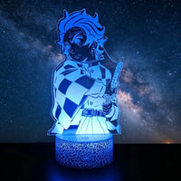 Lampe 3D Demon Slayer – Tanjiro allumé en bleu