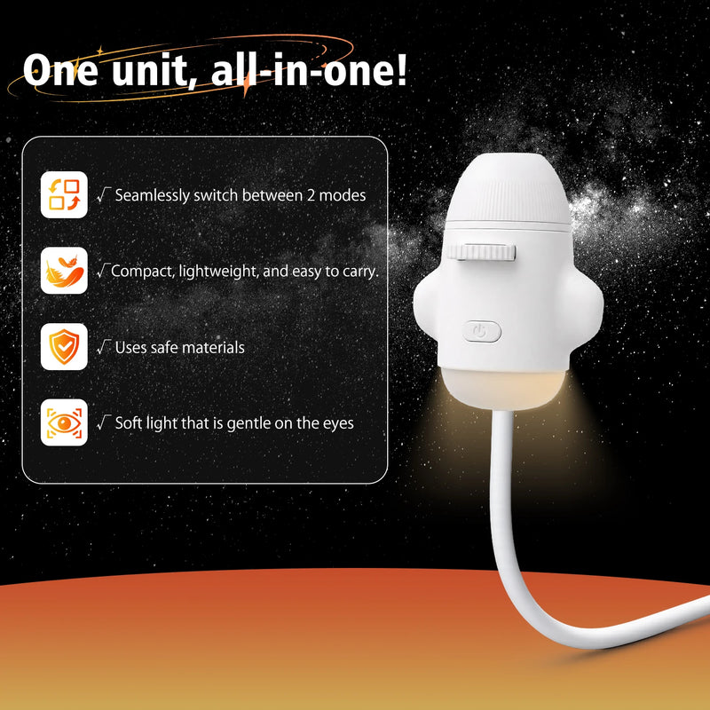 Mini projecteur d'étoiles USB en forme de fusée – lampe tout-en-un et passage entre deux modes