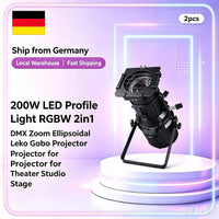 Lot de 2 projecteurs de découpe LED 200 W, blanc chaud et froid, zoom, DMX