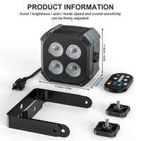 Projecteur PAR LED carré RGBW, lot de 8, télécommande et DMX