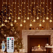 Rideau lumineux étoiles et glaçons de Noël, 96 LED, USB, télécommande, 8 modes