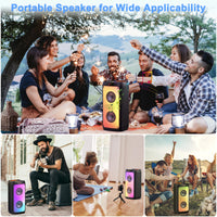 Enceinte lumineuse karaoké Bluetooth, 2 micros sans fil, lumières RGB