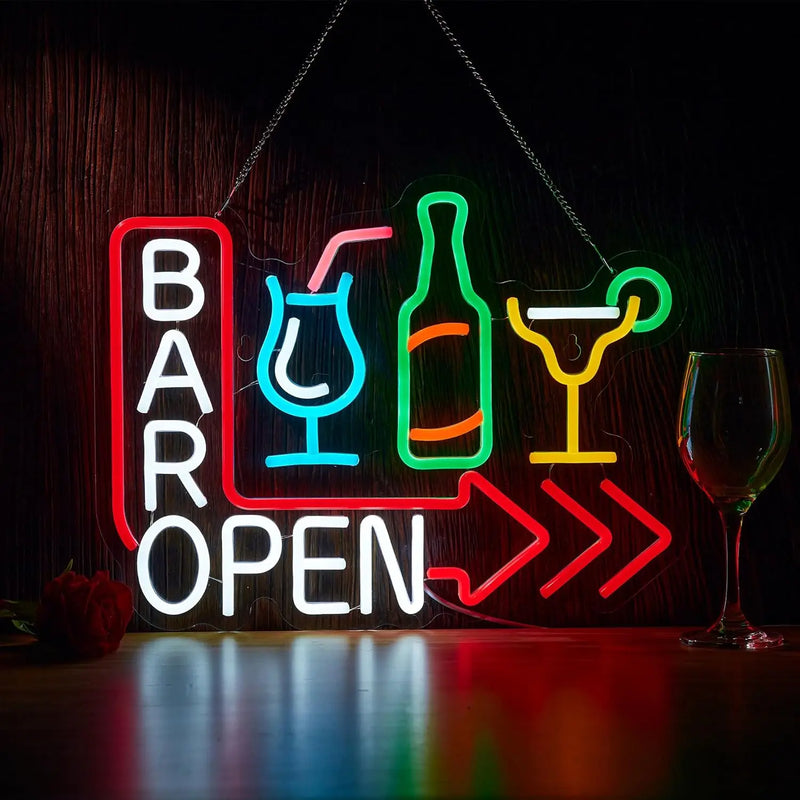Néon bar LED « Bar Open » à suspendre, USB, 10 modèles