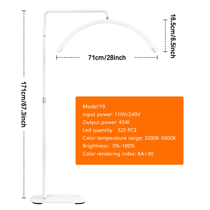Lampe demi-lune LED sur pied – Blanc, modèle B