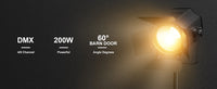 Projecteurs PAR LED COB à volets – DMX, 200 W et volets à 60°
