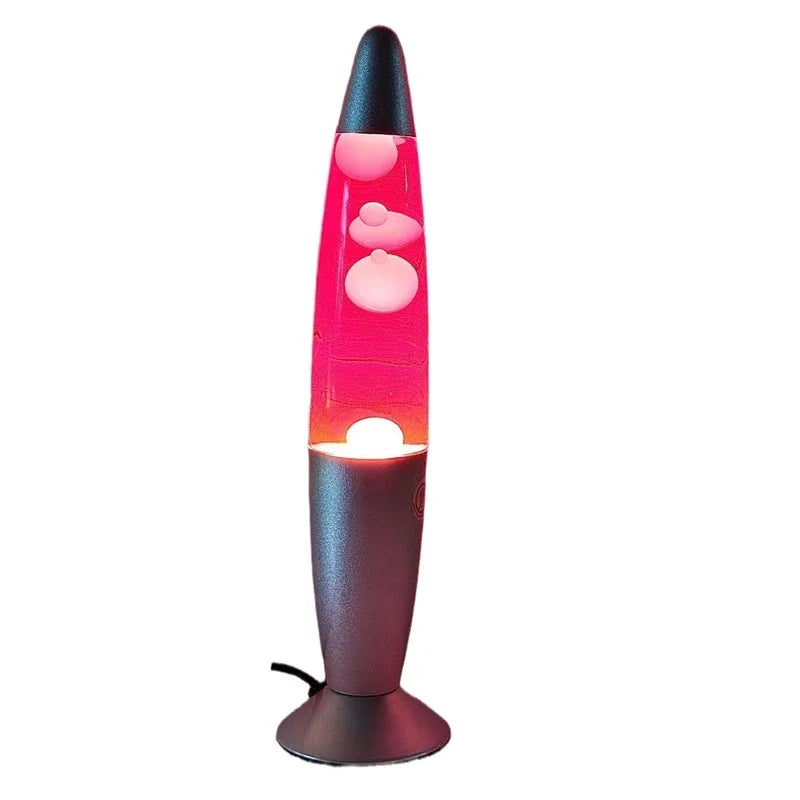 Lampe à lave fusée en verre, base métallique, 4 couleurs de cire