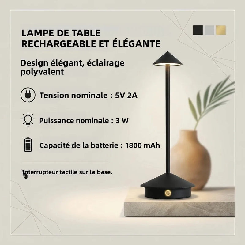 Lampe de table sans fil à chapeau conique – vue 13