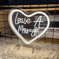 Néon mariage LED cœur « Laisser un message », 25 x 23 cm