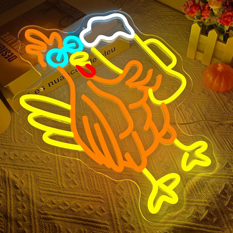 Néon LED coq et chope de bière, USB réglable, 2 tailles