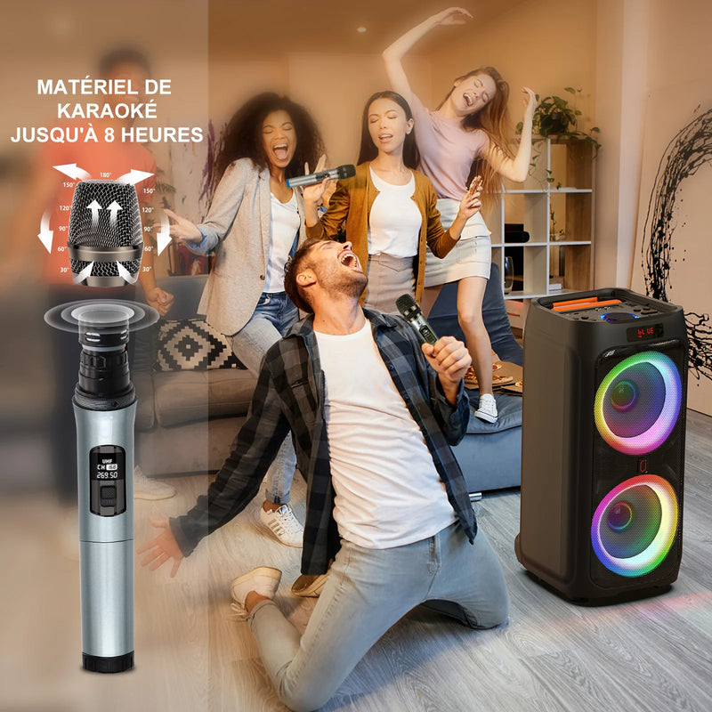 Machine karaoké Bluetooth – micro sans fil argenté et soirée karaoké entre amis