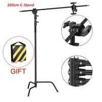 C-stand 2,6 m – C-stand noir de 260 cm avec sac de lest et détails des rotules