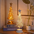 Sapin lumineux de table spirale en fer, LED à piles, 33 cm