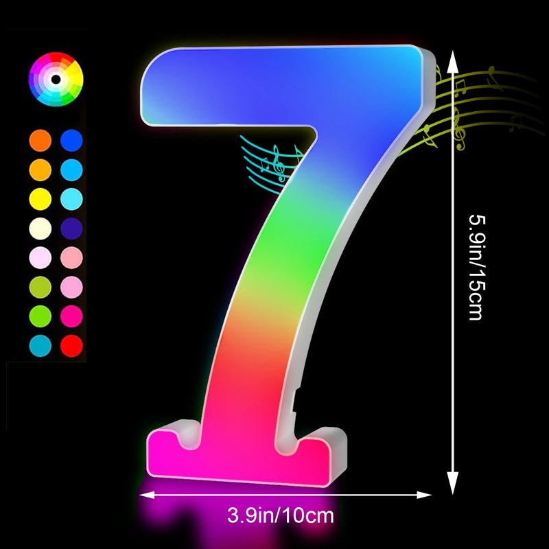Lettres lumineuses LED RGB 15 cm – chiffre 7
