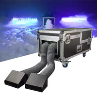 Machine à brouillard bas à eau 2000 W – machine en flight case à roulettes avec deux sorties de gaine et brouillard bas éclairé en bleu