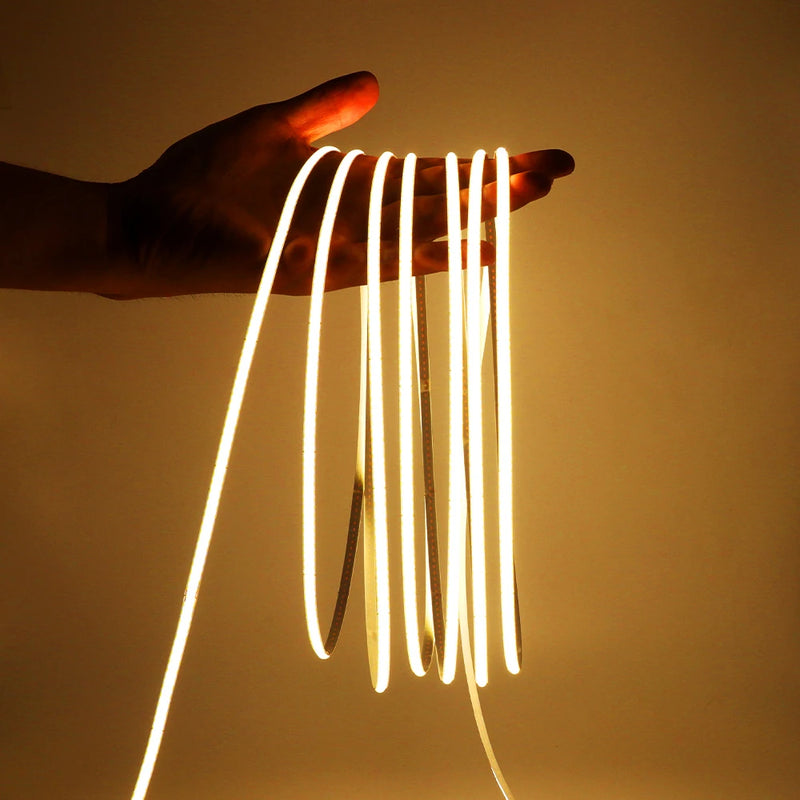 Ruban LED USB COB 5 mm – ruban souple allumé en blanc chaud